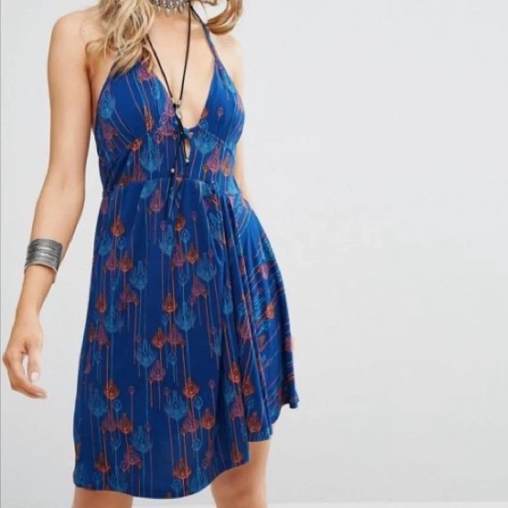 NWT FREE PEOPLE Womens Dress Tropical Daydream Relaxed Elegant Soft Blue Size S